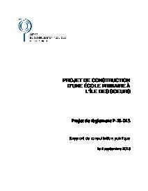 Couverture du rapport - Projet de construction d’une école primaire à l’Île des Soeurs