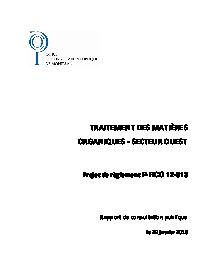 Couverture du rapport - Centre de traitement des matières organiques – secteur Ouest