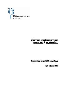 Couverture du rapport - Agriculture urbaine à Montréal