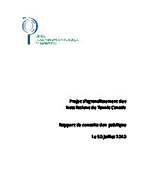 Couverture du rapport - Agrandissement de Tennis Canada