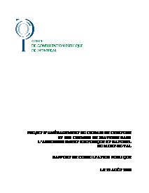 Couverture du rapport - Chemin de ceinture et des chemins de traverse au mont Royal