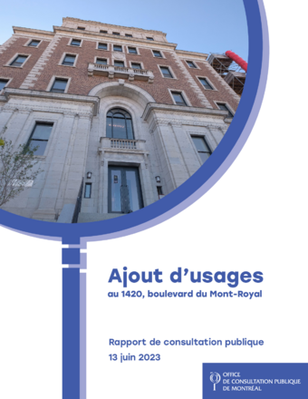 Couverture du rapport - Ajout d'usages pour le 1420, boulevard du Mont-Royal
